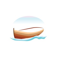 Boat logo design wooden boat icon summer rest