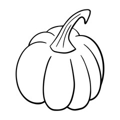 Pumpkin vector illustration in black outline isolated on white background. Cute simple hand drawn autumn harvest decorative design element vegetable silhouette