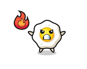 fried egg character cartoon with angry gesture