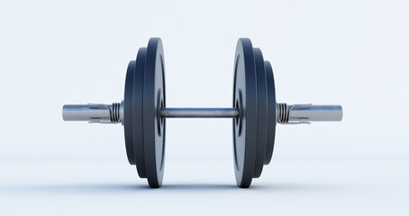 3d render of Stylish Iron Barbell, dumbbell isolated on white background. High resolution