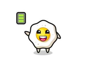 fried egg mascot character with energetic gesture