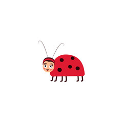 Cute ladybug. Fun T-shirt and textile design for kids. Use for fashion clothing, T-shirt printing, textiles, surface design. Vector. Doodle flat style