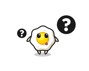 Cartoon Illustration of fried egg with the question mark