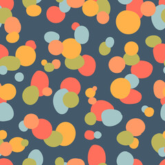 Abstract geometric vector seamless pattern with colorful circles. Modern multicolored various shapes design for paper, cover, fabric, interior decor and other users.