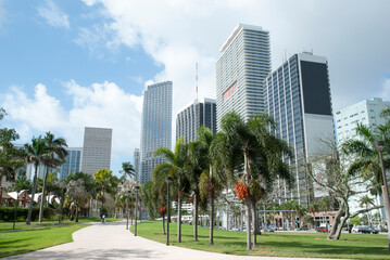Miami Downtown Skyscrapers And A Park