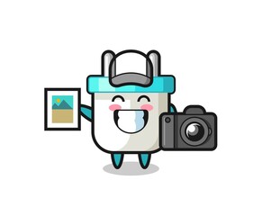 Character Illustration of electric plug as a photographer