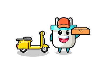 Character Illustration of electric plug as a pizza deliveryman