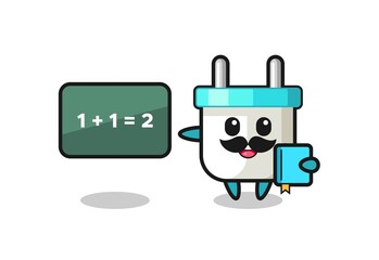Illustration of electric plug character as a teacher