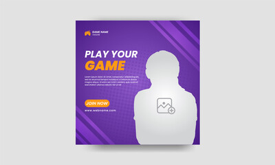 video game  social media post and square flyer poster template