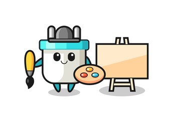 Illustration of electric plug mascot as a painter