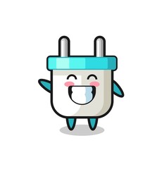 electric plug cartoon character doing wave hand gesture