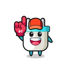 electric plug illustration cartoon with number 1 fans glove