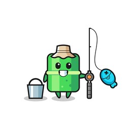 Mascot character of bamboo as a fisherman