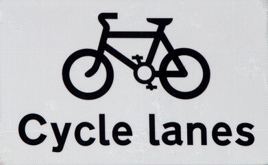 Cycle Lanes Sign on a Public Road