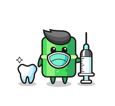 Mascot character of bamboo as a dentist