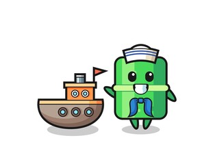 Character mascot of bamboo as a sailor man