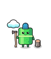 Character cartoon of bamboo as a woodcutter
