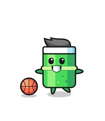 Fototapeta premium Illustration of bamboo cartoon is playing basketball