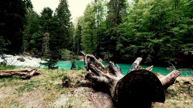 Panoramic view of the Turquoise Lake of Amola Dolomites