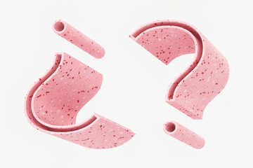 Question mark sign 3D design with pink terrazzo stone pattern. High quality 3d rendering.