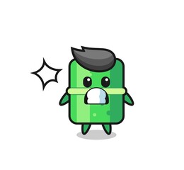bamboo character cartoon with shocked gesture