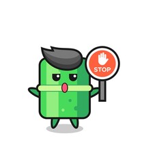 Fototapeta premium bamboo character illustration holding a stop sign