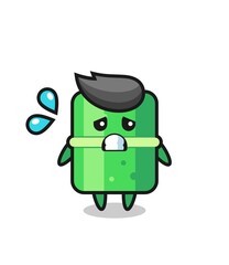 bamboo mascot character with afraid gesture