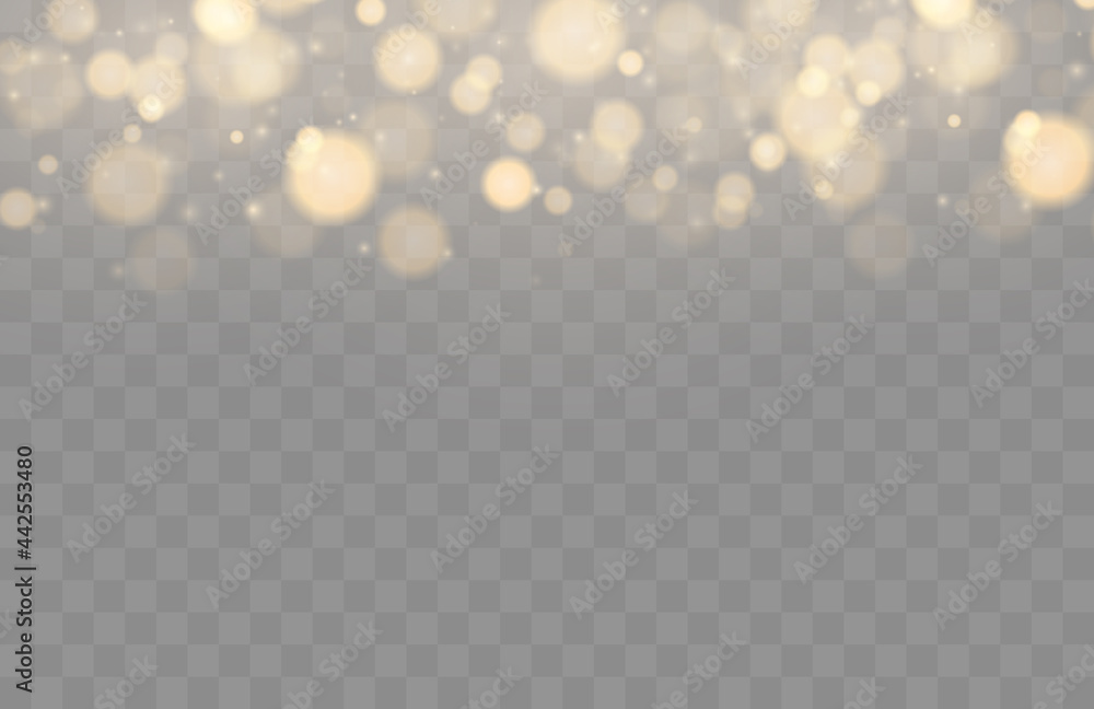 Aufkleber shining bokeh isolated on transparent background. golden bokeh lights with glowing particles isolate