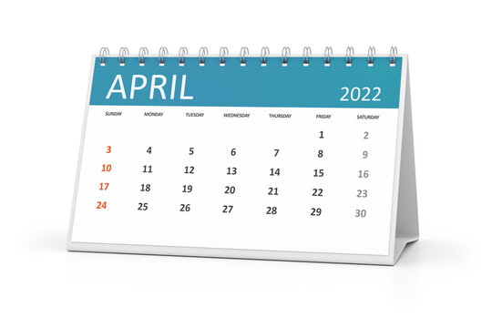 Table Calendar 2022 April
