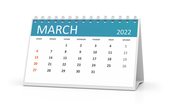 Table Calendar 2022 March