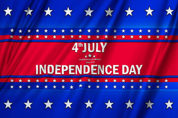 Fototapeta premium 4th of July. Independence Day text sign over a cloth background 3D illustration
