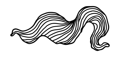 Wave line curl. Monochrome stripes black and white texture. Wavy abstract hair.