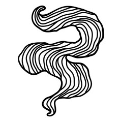 Wave line curl. Monochrome stripes black and white texture. Wavy abstract hair.