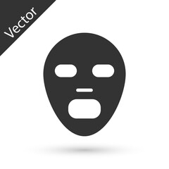 Grey Facial cosmetic mask icon isolated on white background. Cosmetology, medicine and health care. Vector