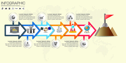 Obraz premium Timeline colorful infographic with icons and steps concept.