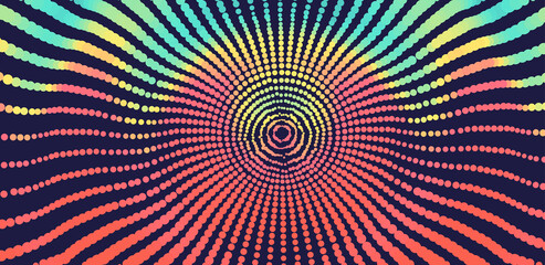 Radial dotted lines on black background. Modern luxure design. Vector illustration.