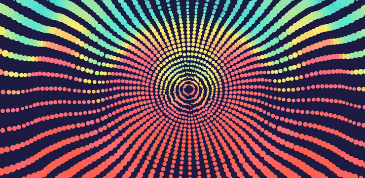 Radial dotted lines on black background. Modern luxure design. Vector illustration.