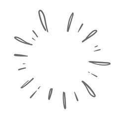 Doodle starburst. Hand drawn sun burst. Vector sketch illustration. Isolated on white background.