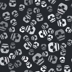 Grey Jar of honey icon isolated seamless pattern on black background. Food bank. Sweet natural food symbol. Vector