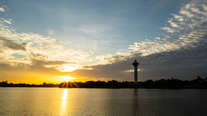Fototapeta premium Sunrise sky and beautiful cloud. Cloudscape concept.