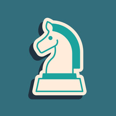 Green Chess icon isolated on green background. Business strategy. Game, management, finance. Long shadow style. Vector