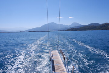 Fototapeta premium Landscape view from sailing boat