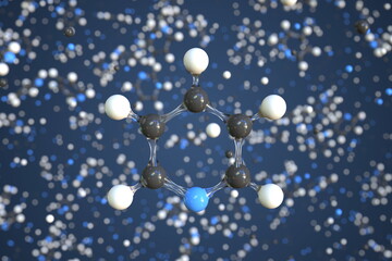 Molecule of pyridine, conceptual molecular model. Scientific 3d rendering