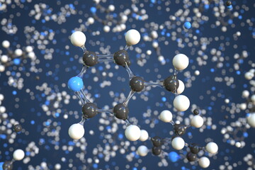 Molecule of 4-picoline, conceptual molecular model. Conceptual 3d rendering
