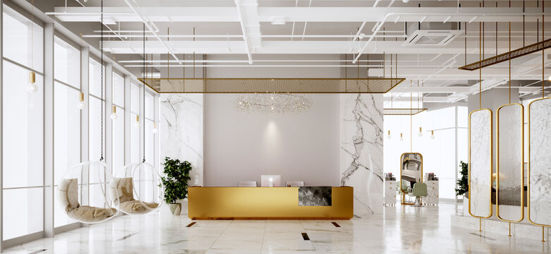 3d render of building interior reception lobby