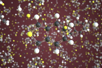 Benzo(c)thiophene molecule. Conceptual molecular model. Chemical 3d rendering