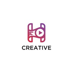 Obraz premium initial H logo and video player