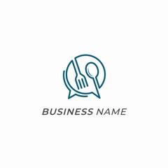 logo creative spoon and fork with message