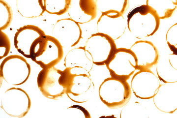Coffee stains isolated on white background.