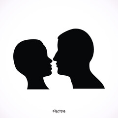 Couple in love, flat style. Valentine's day card. Vector illustration Icon Isolated on White Background.